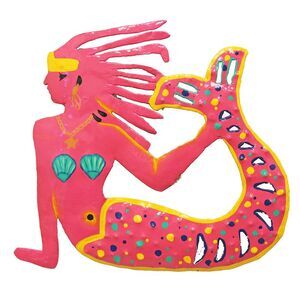 Tropical Fuchsia Mermaid Haitian Metal Wall Art Decor